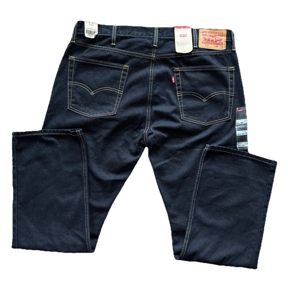 Levi's 513 Slim Fit Zip Fly Straight Leg Denim‎ Jeans 38X30 Men's Dark Blue
